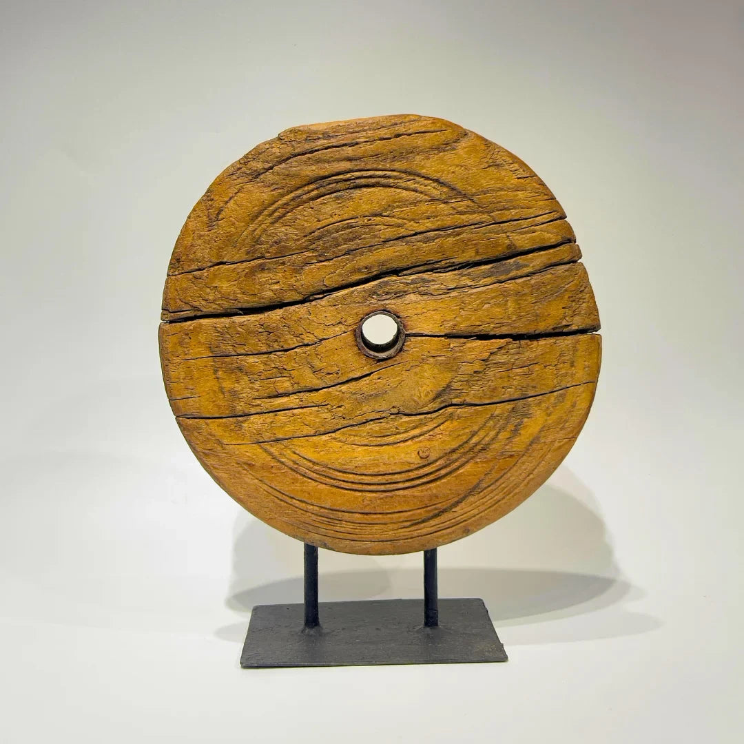 Chakradhara Wooden Wheel on Iron Stand