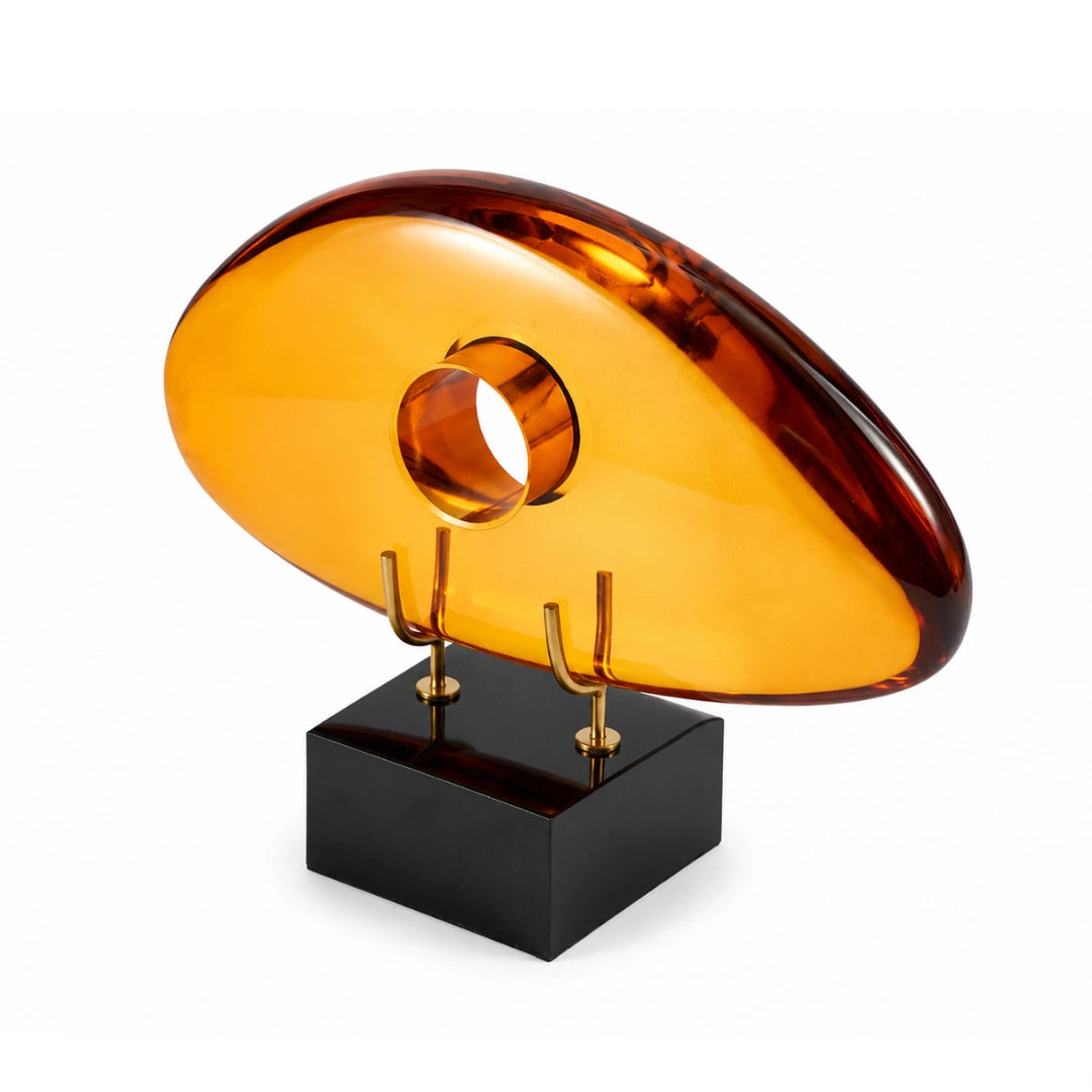 Gilded Horizon amber glass sculpture for contemporary home interiors