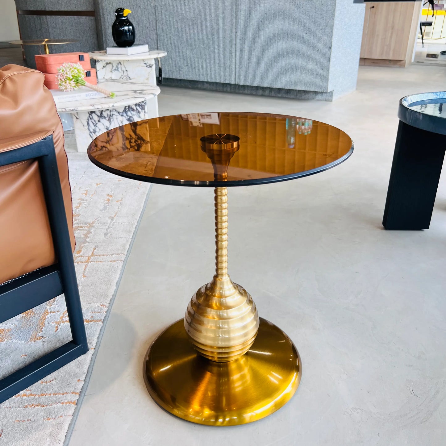 Valeria Glass and Metal Tea Table