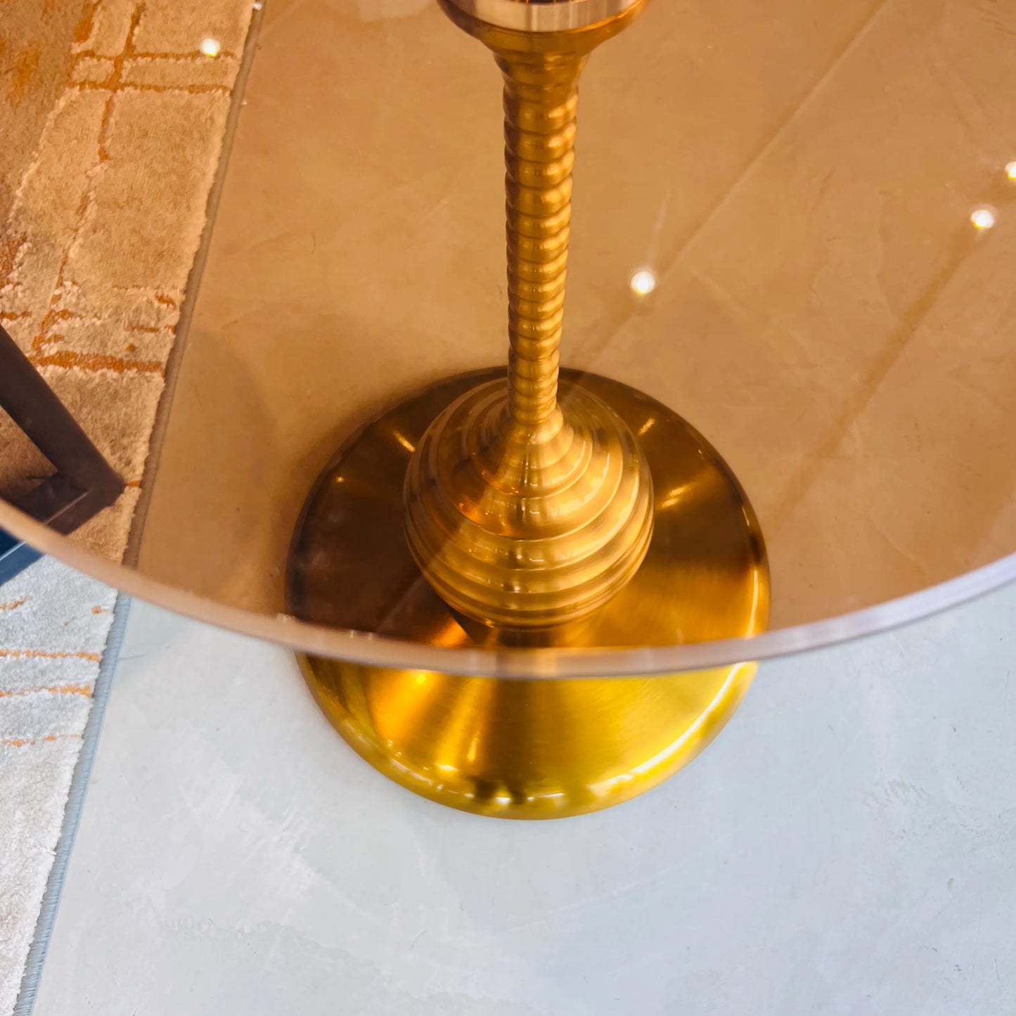 Valeria Glass and Metal Tea Table