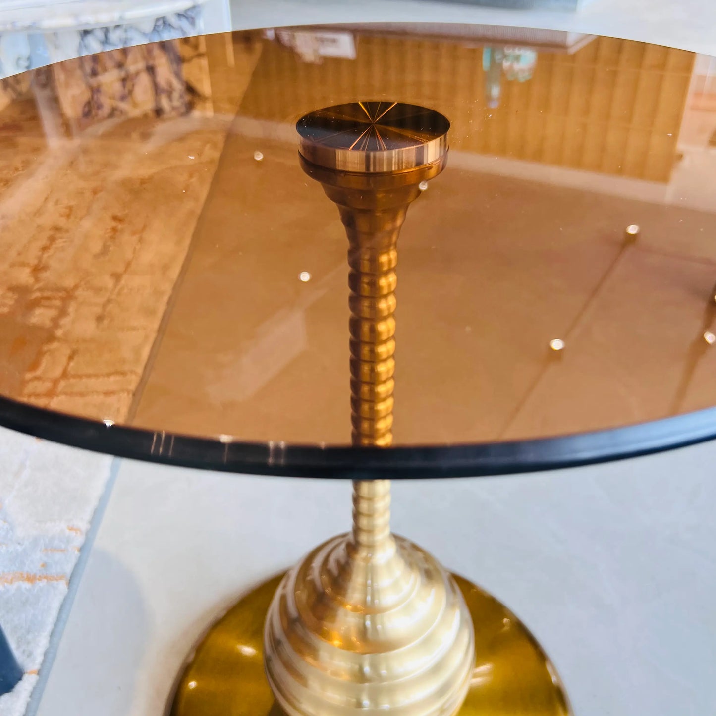 Valeria Glass and Metal Tea Table