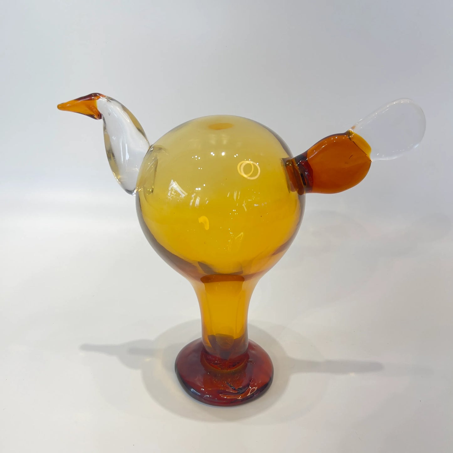 Amber Crane Glass Sculpture