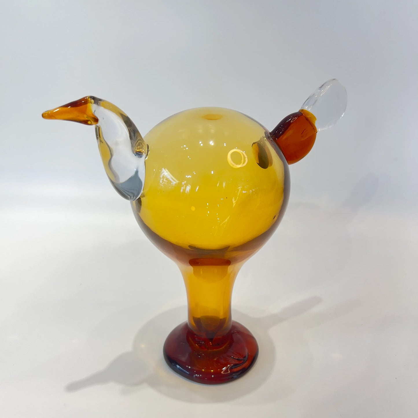 Amber Crane Glass Sculpture
