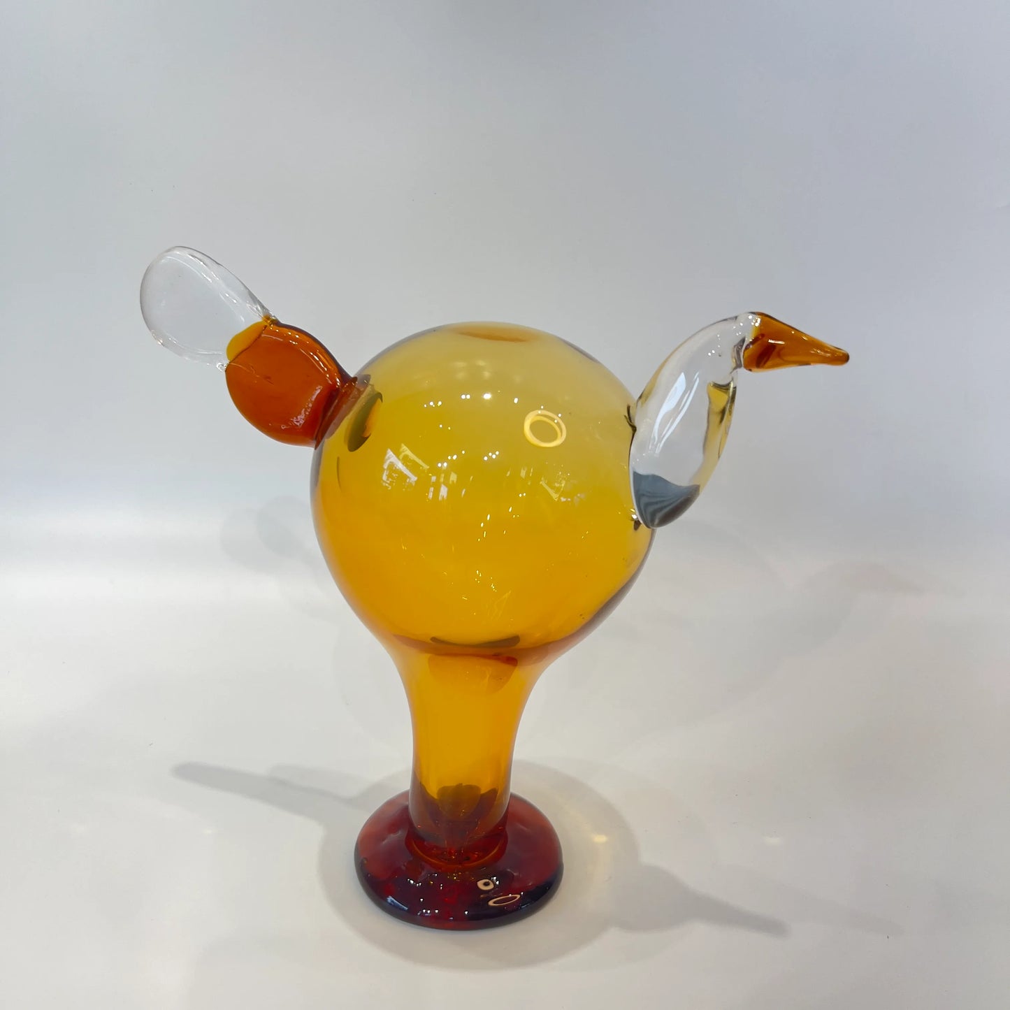 Amber Crane Glass Sculpture