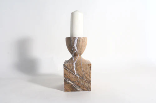 Polychrome Marble Candle Holder