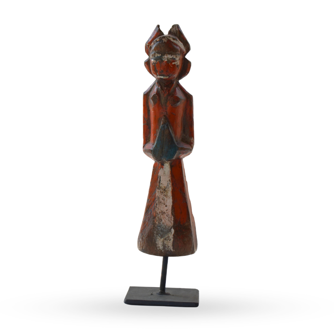 Pallava wooden doll handcrafted tribal sculpture decor for modern home interiors