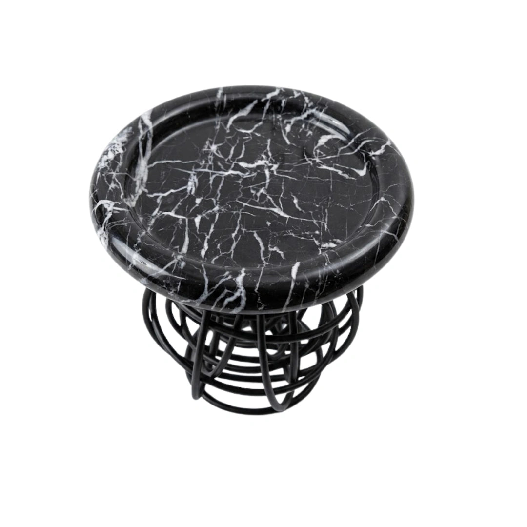 Realm marble and metal wire tray for contemporary home interiors