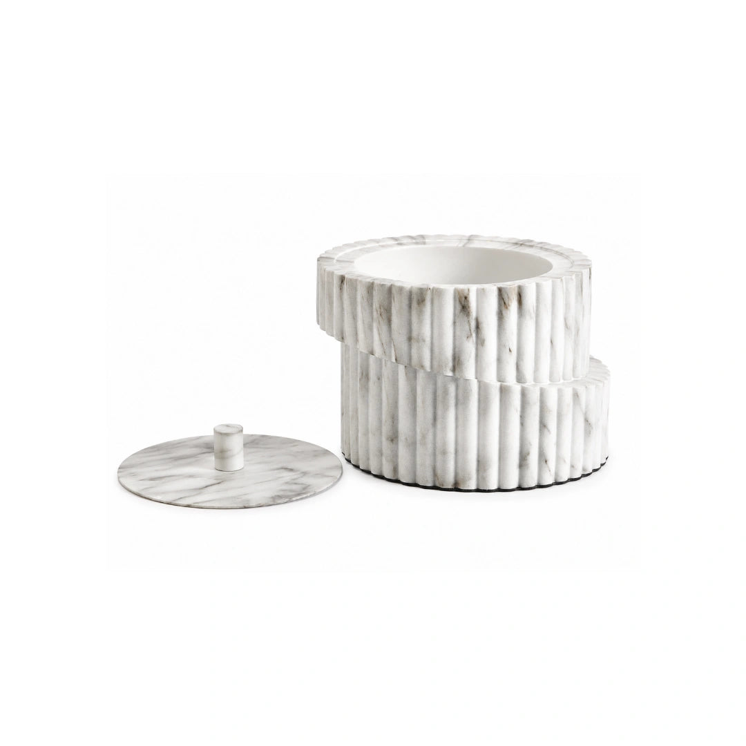 Scala fluted marble storage box with lid for luxury home decor and stylish storage