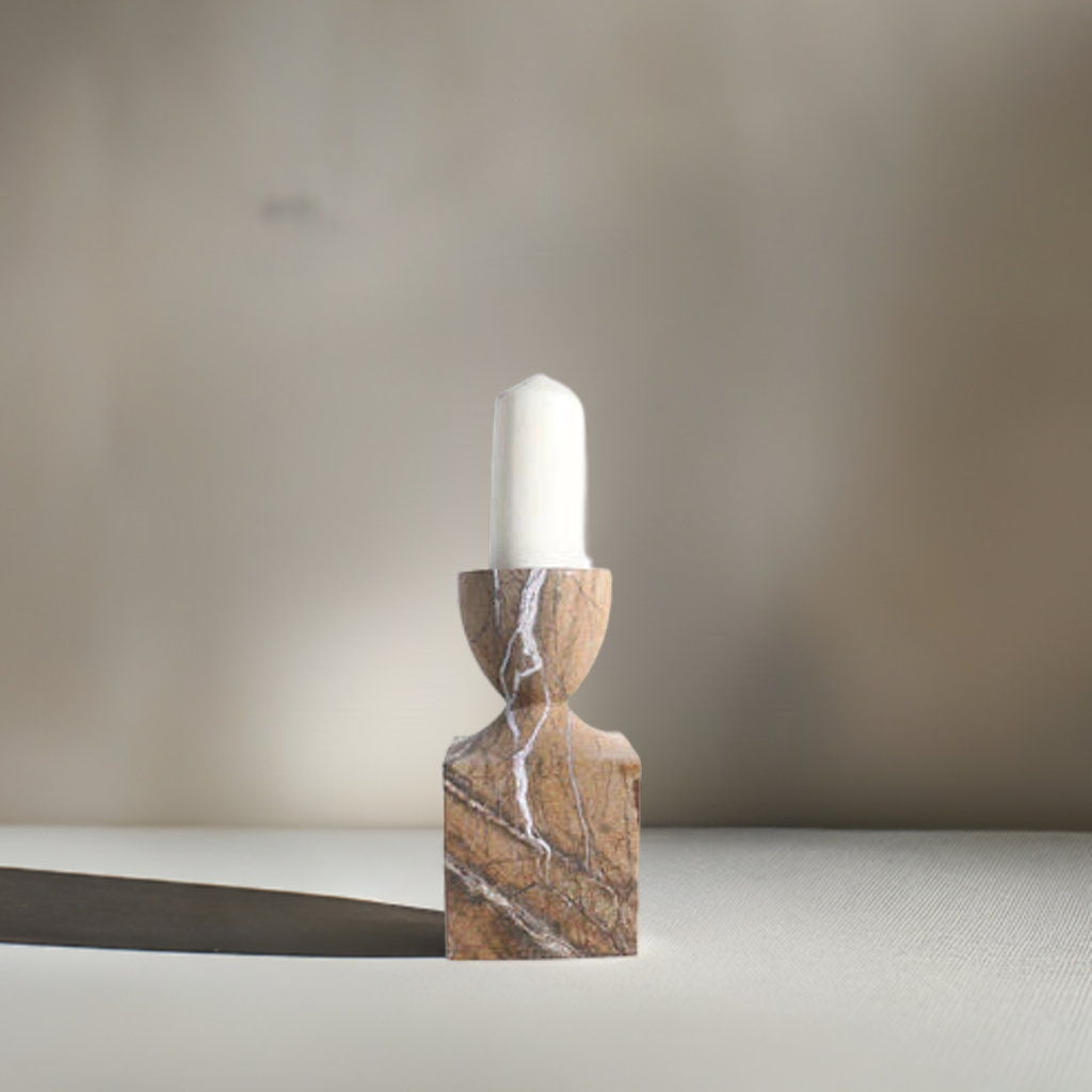 Polychrome Marble Candle Holder