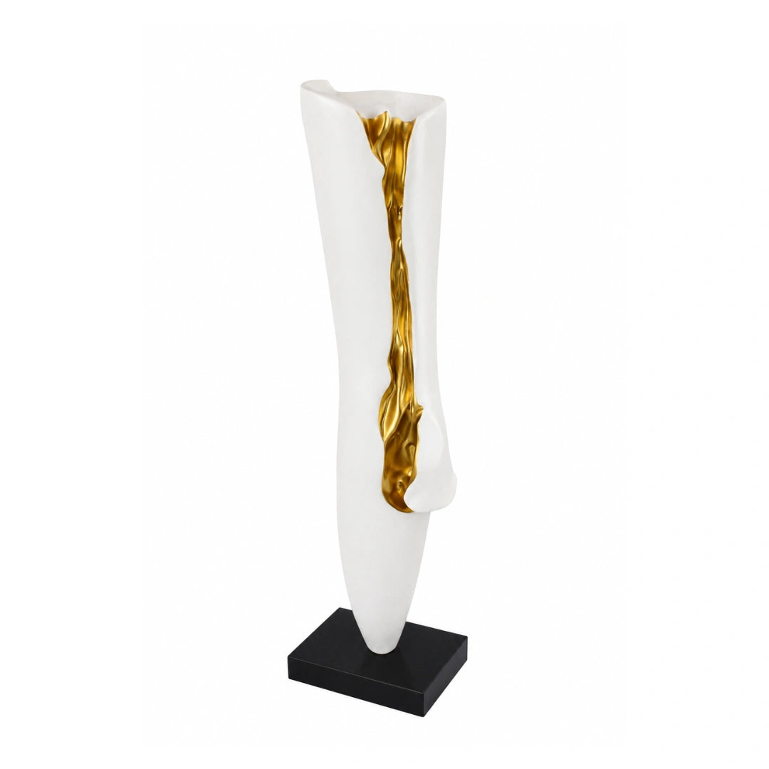 Sharded Solstice contemporary sculpture with gold accent for luxury home interiors