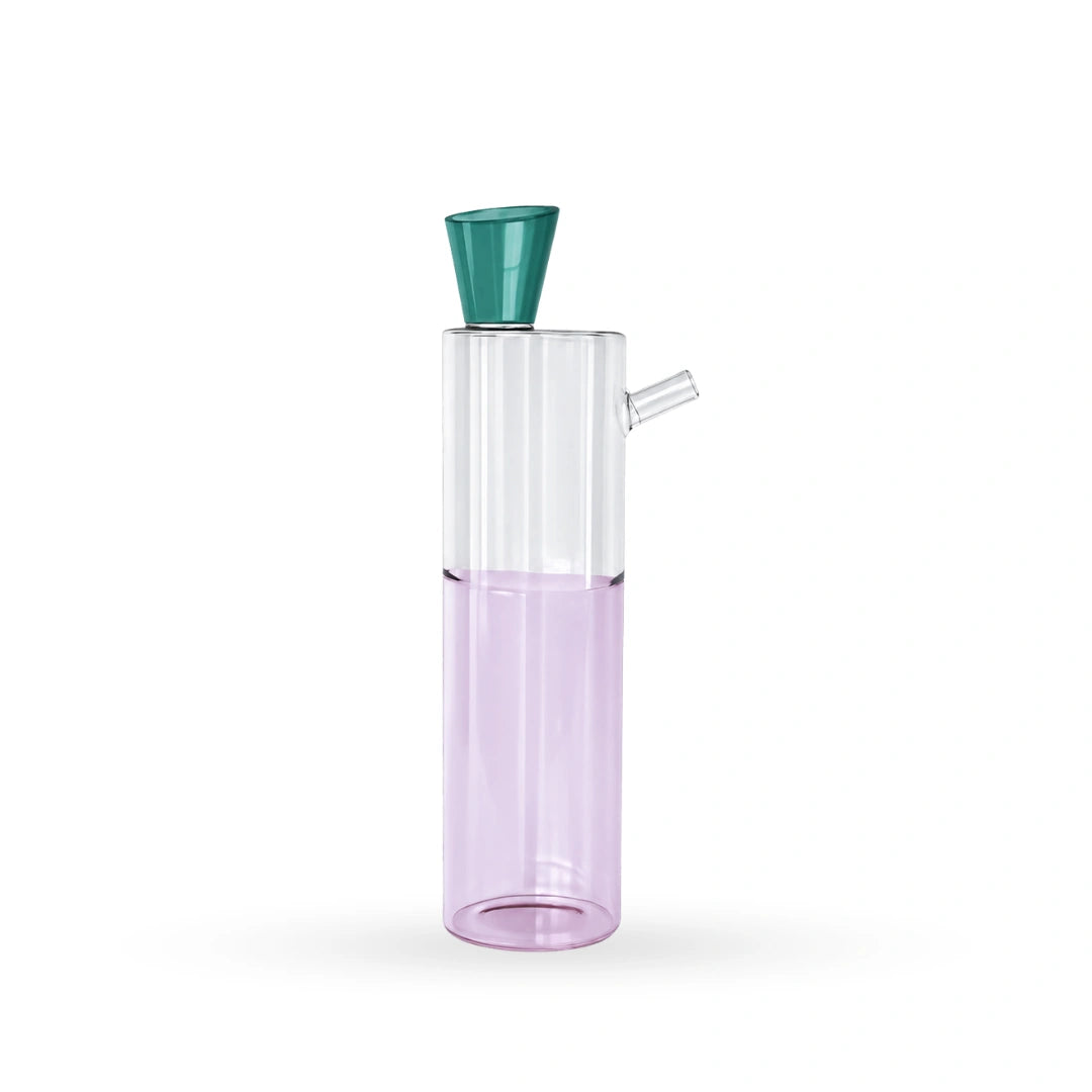 Tilt oil glass bottle contemporary decorative glass object for modern home interiors