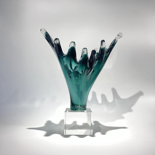 Verde Agua Water Splash Glass Vase