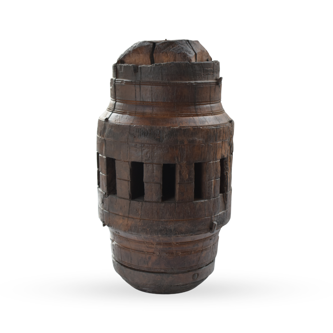Wooden candle holder carved rustic table decor for modern home interiors