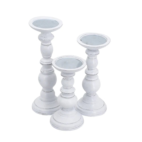 Fleur Rustic Wooden Candle Holder Set of 3