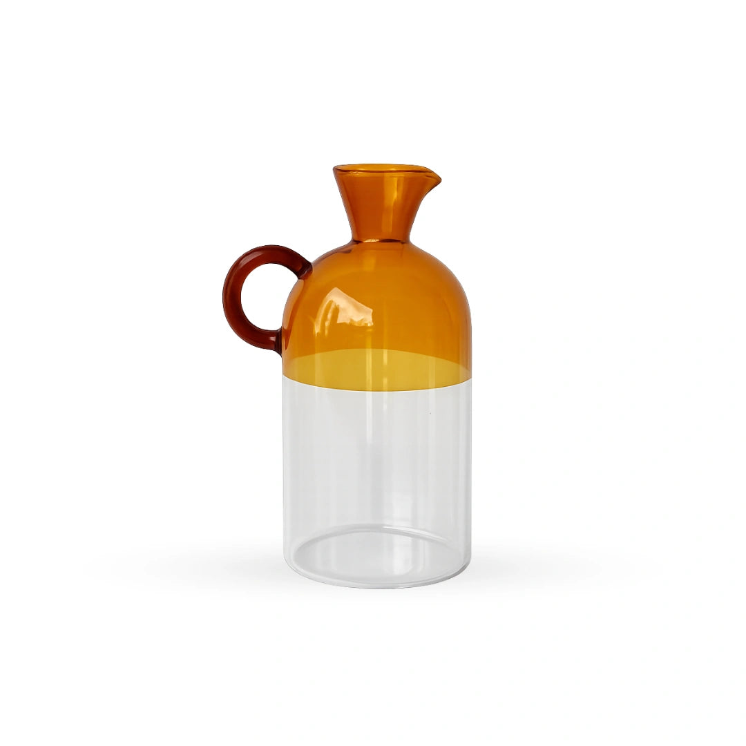 Alba handle glass vase decorative glass vase with yellow accent for modern home interiors
