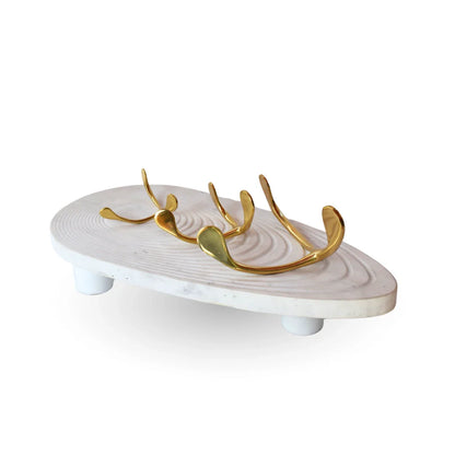 Auric antler sculpture medium gold metal sculpture for modern home decor styling