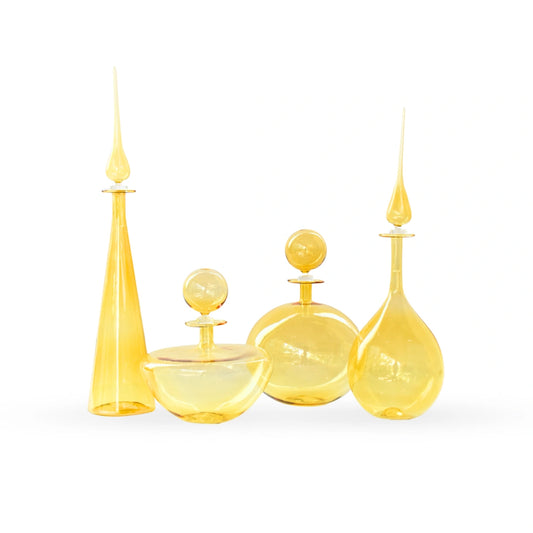 Auric yellow round glass luxury table decor for modern home decor