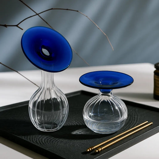 Sapphire Crown Glass Vase