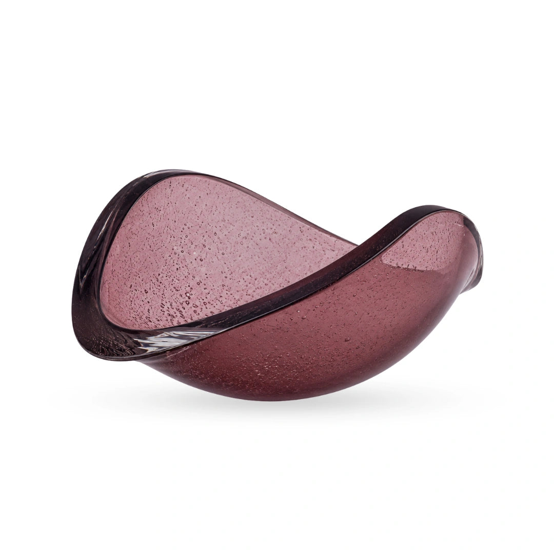 Cradle glass bowl sculptural pink decorative bowl for modern home interiors