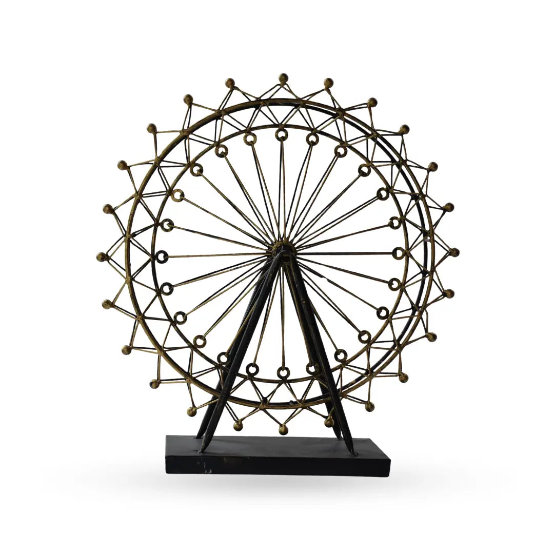 Ferros wheel metal table decor sculpture for modern home interiors
