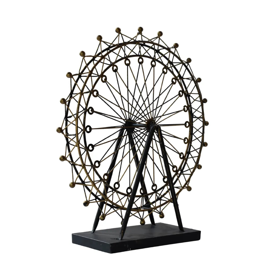 Ferros wheel metal table decor sculpture for modern home interiors