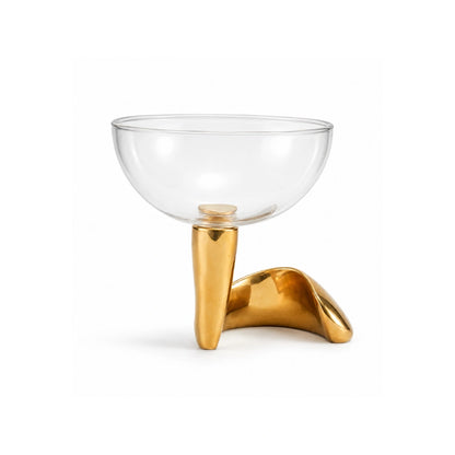 Filigri metal and glass bowl decorative centerpiece for modern home interiors