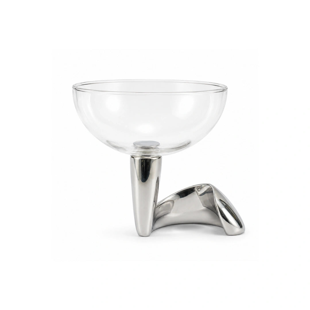 Filigri metal and glass bowl decorative centerpiece for modern home interiors
