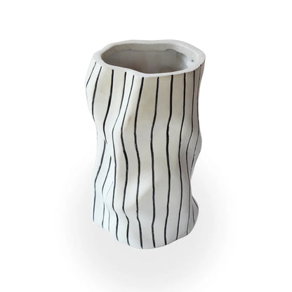 Fiona large white and black striped abstract table decor for modern interiors
