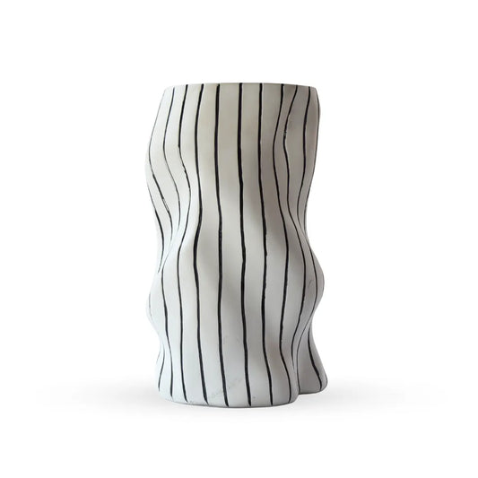 Fiona large white and black striped abstract table decor for modern interiors