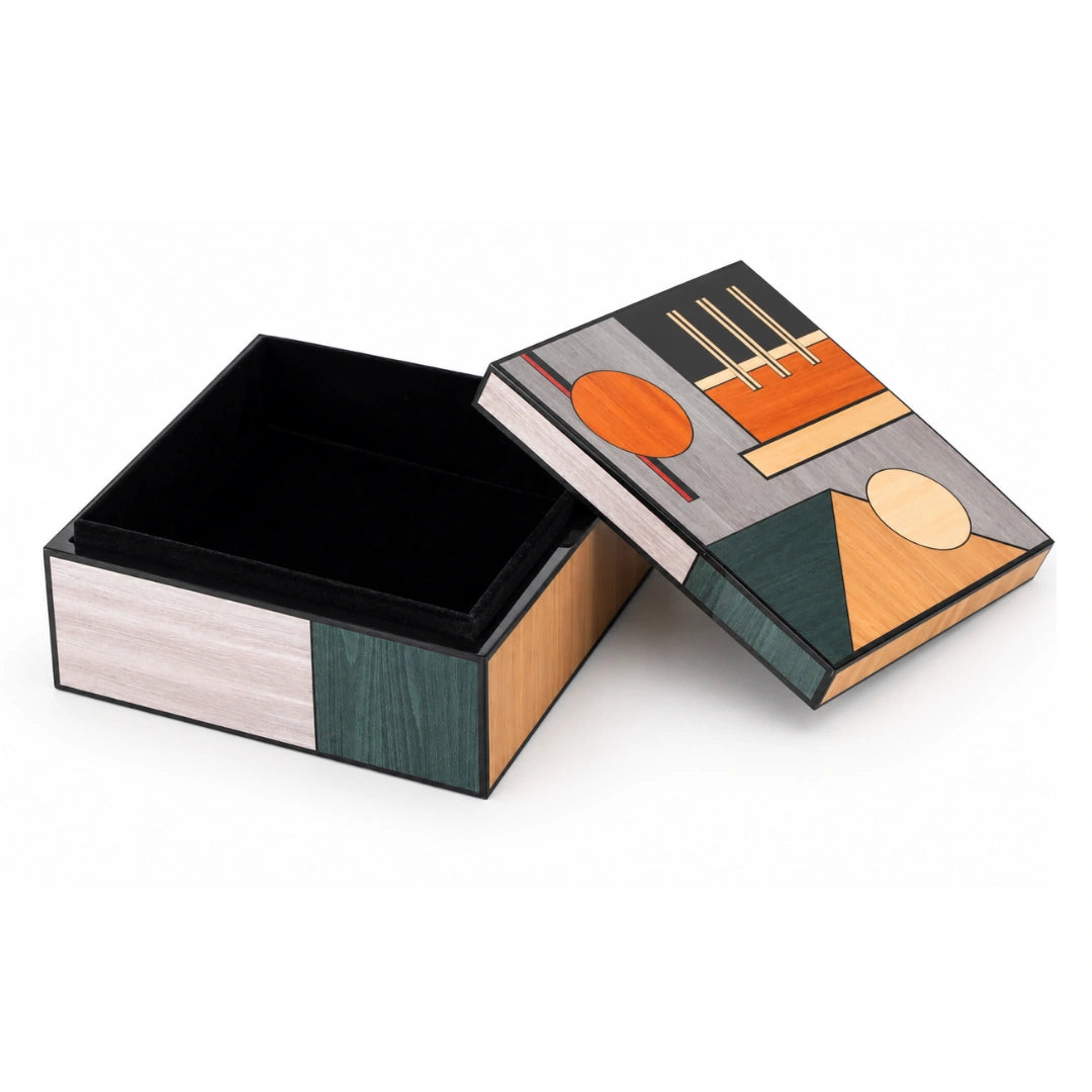 Geo Block storage box with piano polish finish for stylish storage and decor display