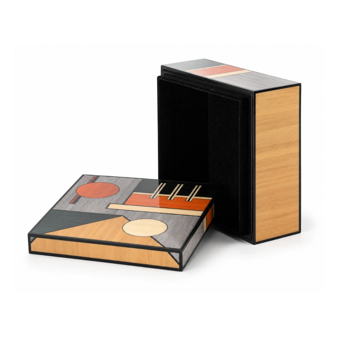 Geo Block storage box with piano polish finish for stylish storage and decor display