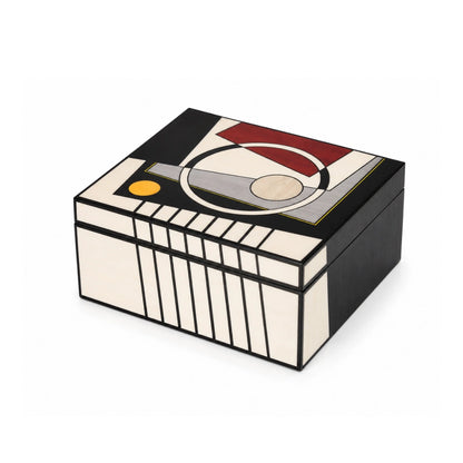 Geometric Deco storage box with piano polish finish for stylish storage and decor display
