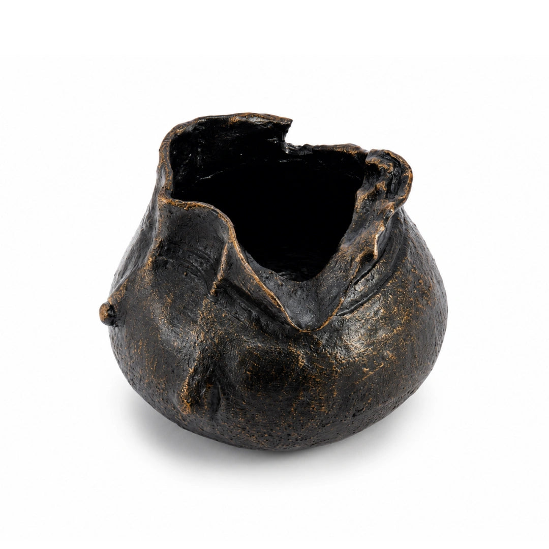 Getafix cauldron decorative bowl with rustic textured finish for modern home interiors