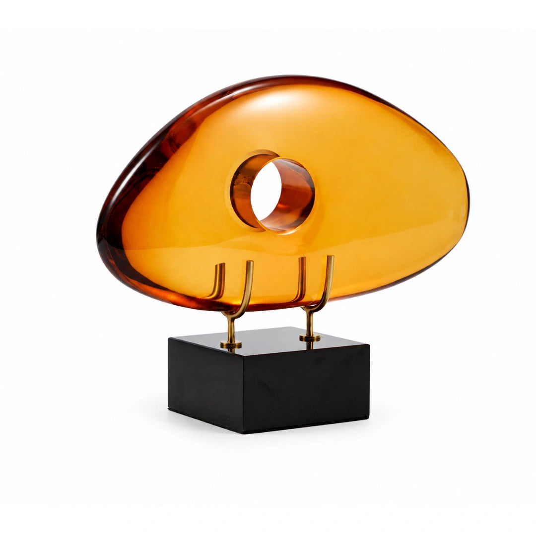 Gilded Horizon amber glass sculpture for contemporary home interiors