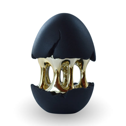 Golden hatch sculpture black polyresin sculpture with gold interior for modern home decor