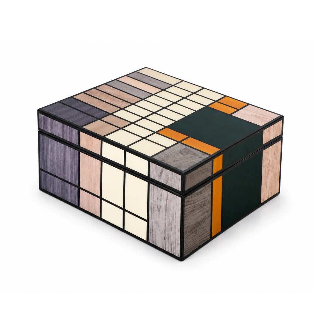 Grid Art storage box with piano polish finish for stylish storage and decor display