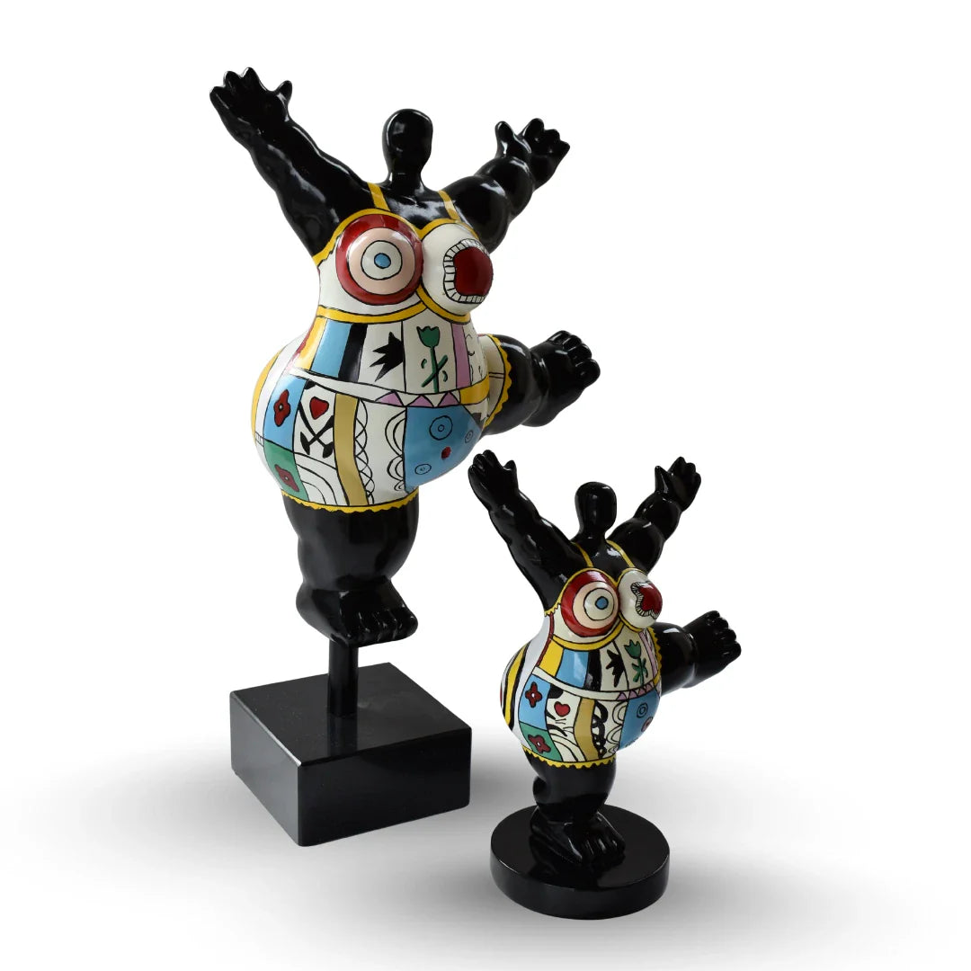 Luna happy lady sculpture large multicolour polyresin sculpture for modern home decor