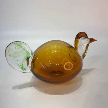 Amber Hummingbird Glass Sculpture