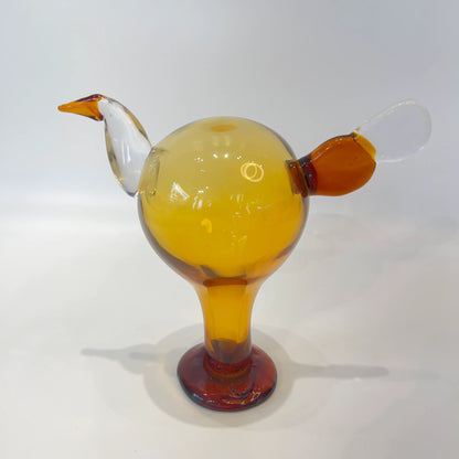 Amber Crane Glass Sculpture