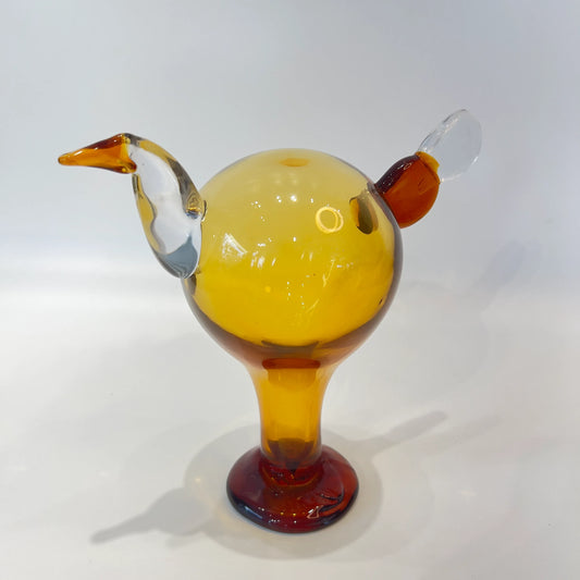 Amber Crane Glass Sculpture