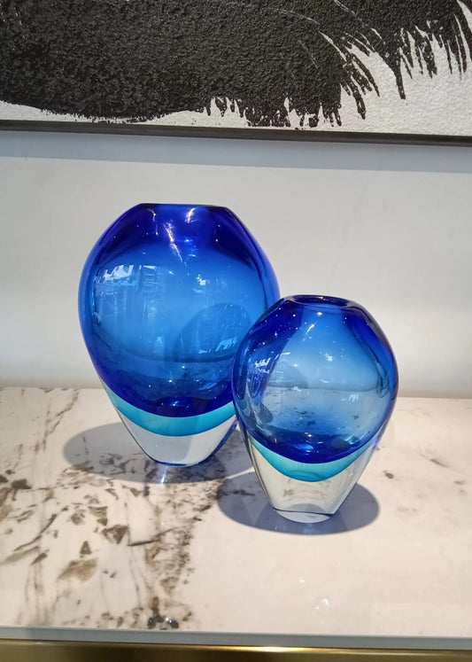 Iris Indigo blue glass vase