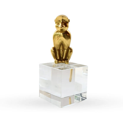 Kapi sitting monkey glass and metal sculpture table decor for modern interiors