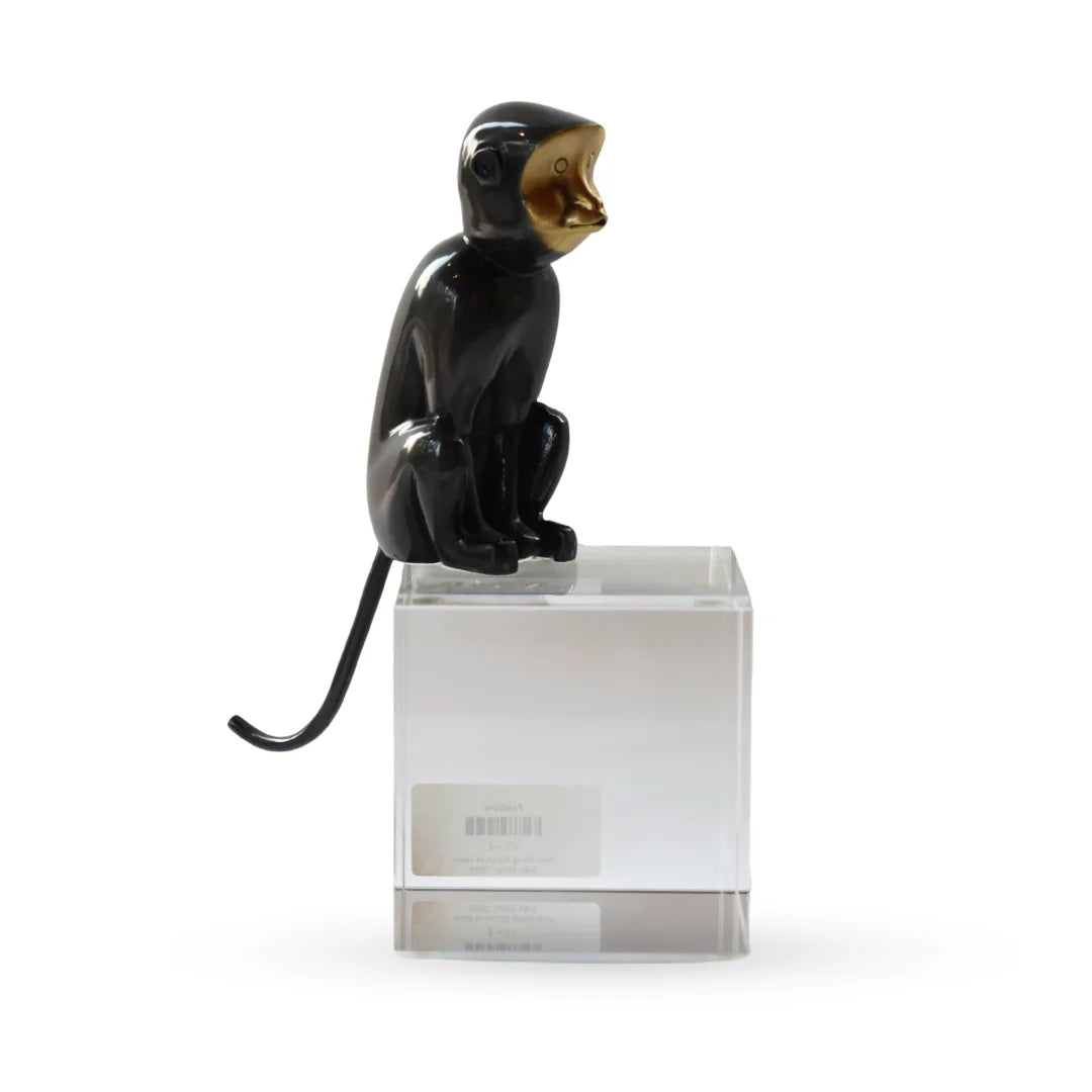 Kapi sitting monkey glass and metal sculpture table decor for modern interiors