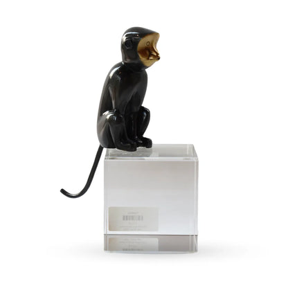 Kapi sitting monkey glass and metal sculpture table decor for modern interiors
