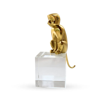 Kapi sitting monkey glass and metal sculpture table decor for modern interiors