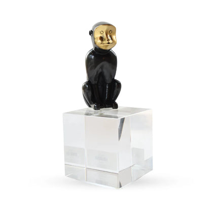 Kapi sitting monkey glass and metal sculpture table decor for modern interiors