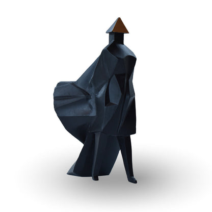 Kingsguard walking cloaked dame sculpture black gold metal sculpture for modern home decor