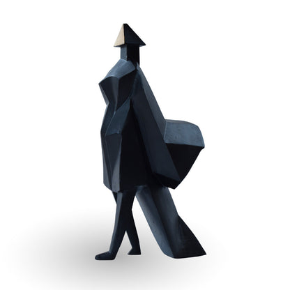 Kingsguard walking cloaked dame sculpture black gold metal sculpture for modern home decor