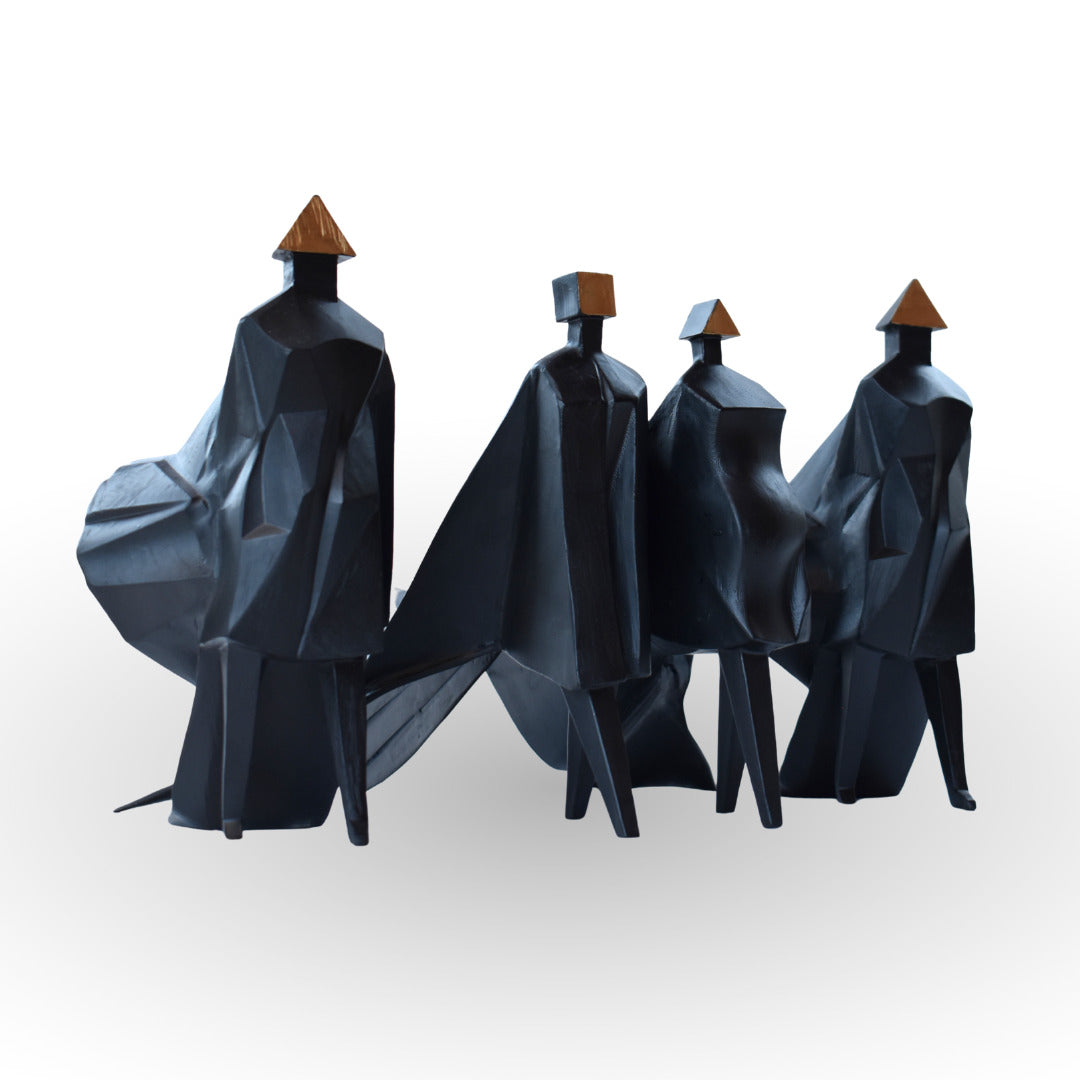 Kingsguard walking cloaked sculpture black gold metal sculpture for modern home decor
