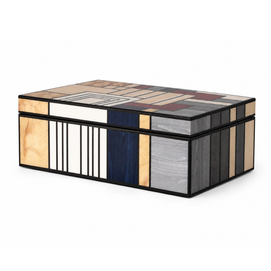 Linear storage box with piano polish finish for stylish storage and decor display